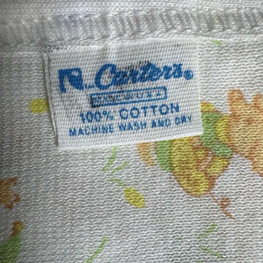 Vintage Carter's Baby Receiving Blanket White Yellow Green Nursery‎ Rhymes USA